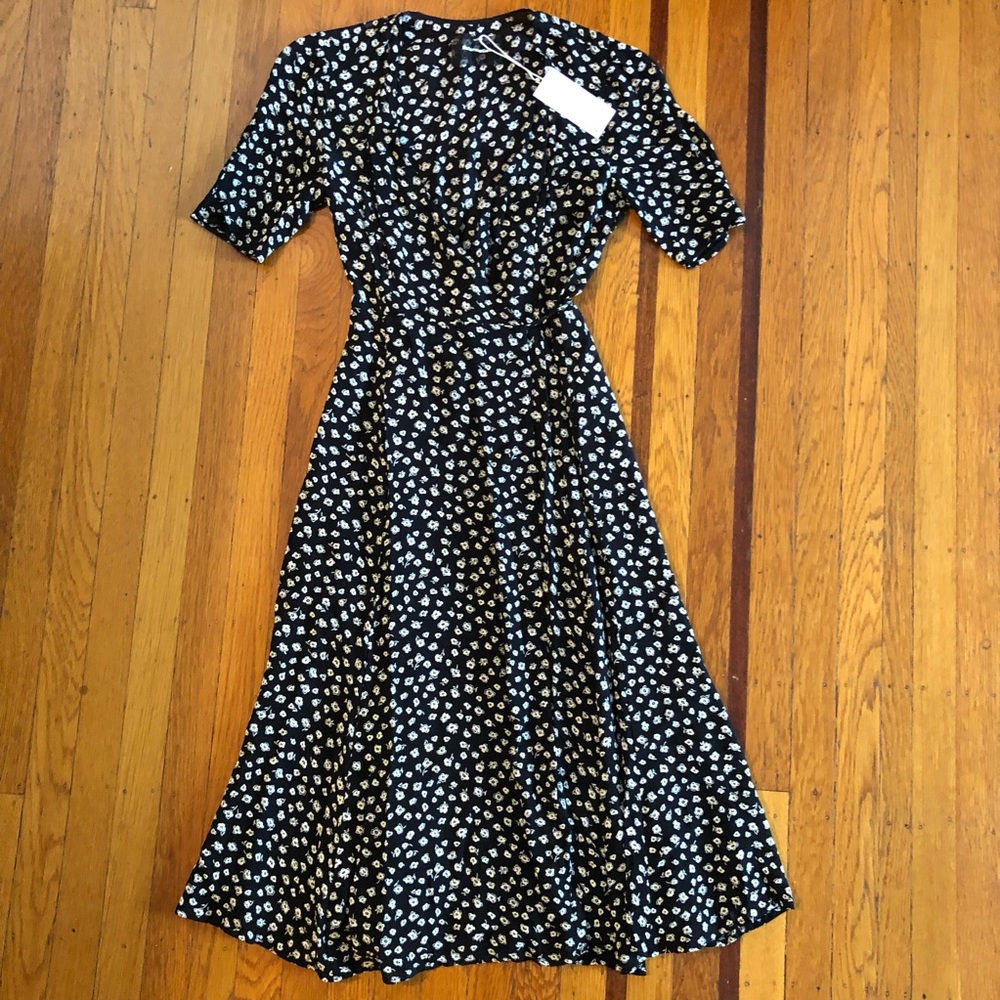 Reformation black wrap dress